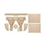 Kit de cortinas tejido opaco beige con franjas beige