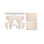 Kit de cortinas de tela opaca beige con franjas finas blancas