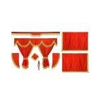 Kit de cortinas de tela opaca roja con borlas doradas