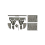 Kit de cortinas en tela opaca gris con franjas blancas