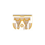 Kit de Cortinas Opacas Bege e Franjas Amarelas