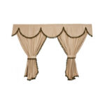 Kit Cortinas Tecido Opaco Bege Franja Pretas