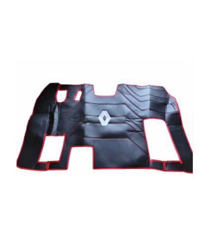 Jogo De Tapetes Eco pele Standard Renault Magnum Preto e Vermelho