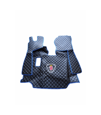 Jogo Tapetes Eco-Pele Preto e Azul Scania R Manual (2005-2008)
