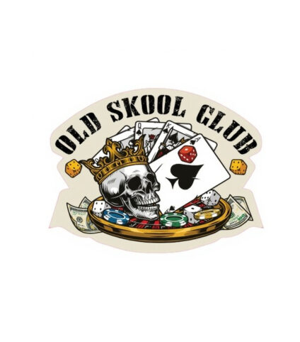 Autocolante Old Skool Club Skull & Cards