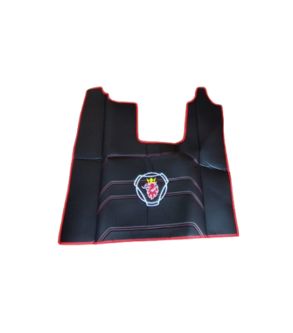 Jogo De Tapetes Eco Pele Scania R 2018 Preto e Vermelho